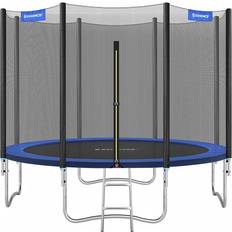 Tappeti elastici Songmics Trampolin mit Sicherheitsnetz gepolsterten Stangen, Blau 366 cm Blau, 366 cm