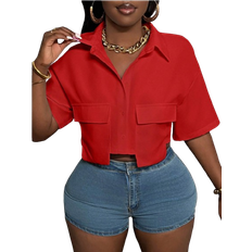 Shein Casual Street Style Cropped Blouse - White