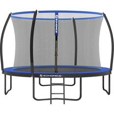 Round Trampolines Songmics rundes Gartentrampolin mit Sicherheitsnetz, Schwarz Blau Ø 366 cm Schwarz Blau, Ø 366 cm