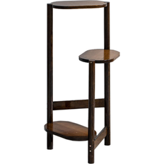 Indoor Plant Stands CNCEST 29.5 Inches H x 12.4 Inches W Coffee Rectagular Bamboo Indoor Triangle Wood Plant Stand in Brown