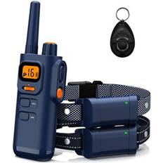 Bousnic Remote Waterproof Rechargeable Dog Shock Collar 4000-ft 2 Count Navy Blue