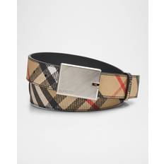 Burberry Men Belts Burberry Reversible Check B Cut Belt - Sand/Slate