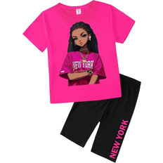 Shein Tween Girl Casual TShirt And Tight Shorts Set