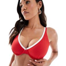 Bikinis Hollister Curvy High Apex Ribbed Underwire Bikini Top - Red