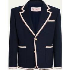 Valentino Overtøj Valentino Klassisk Blazer Med Torchon Piping - Blå
