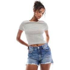 Stradivarius Ripped Denim Short - Dark Wash Blue