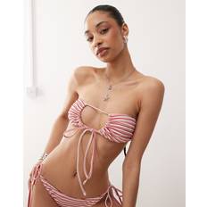 Randiga Bikiniöverdelar Weekday Ocean Printed Bikini Bottom - Rosa