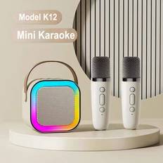Karaoke Shein Karaoke maschine für kinder tragbarer mini lautsprecher + 2 mikrofonen bluetooth - Beige