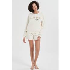 Linea Ladies Love Short Teddy Lounge Set - Cream