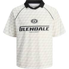 Beige - Herre Polotrøjer Jack & Jones Printed Polo - White/Cloud Dancer
