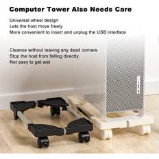 Meterk Computer Tower Stand Verstellbare Mobile CPU-Halterung mit Universalrad Edelstahl PC Tower Weiß