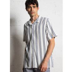 Knowledge Cotton Apparel Box Short Sleeve Striped Shirt - Hvid/Grå