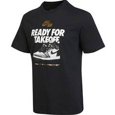 Jordan Men's Air Alphabet Shoes Printing Round Neck Casual Short Sleeve - Black
