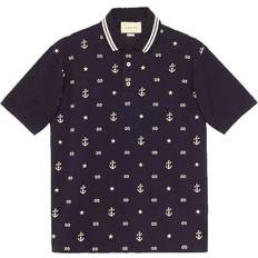 Gucci Embroidered Short Sleeve Polo - Navy Blue