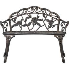 Outdoor Patio Bench Furniture with Armrests 80cm H x 100cm W x 54cm D - Aged Bronze