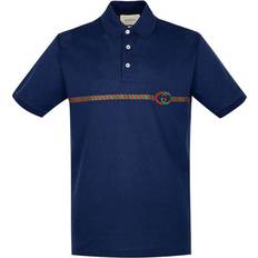 Gucci Logo-embroidered Polo Shirt - Navy