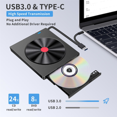 Torribaly External Optical Drive Laptop CD Burner USB Movie Disk DVD Player