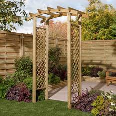 Rowlinson 134cm W x 72cm D Solid + Manufactured Wood Arbour in Natural