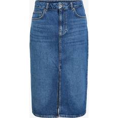 Blåa Kjolar Object Midi MW Denim Skirt - Blue