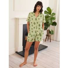 Green Pyjamas Chelsea Peers Cactus Shirt Shorty Pyjama Set - Green/Multi