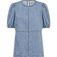 CULTURE Blusar CULTURE Cuadele Arpa Blouse Dam Kortärmade Blusar - Blue Stone Wash
