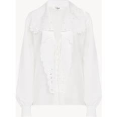 Women Shirts Chloe Embroidered Lavallière Cotton Shirt - White