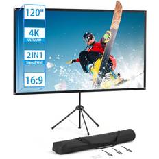 Projector Screens Excelimage Portable Projector Screen and Stand 120 Inch 16:9
