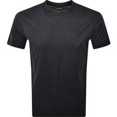 Emporio Armani Tops Emporio Armani Cotton Allover Jacquard Logo Tee - Black