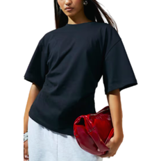 ASOS DESIGN corset waist t-shirt in black