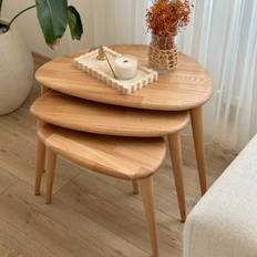 Transparent Nesting Tables Union Rustic Set of 3 Ercol Style Chestnut Natural 47.5cm H X 44cm W X 65cm D Nesting Table