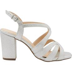 Paradox London Natalia Wide Fit Heeled Glitter Sandal - Nude