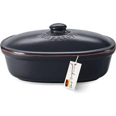 Sort Brødkasser Römertopf Brottopf Oval Medi 2,3 Liter Schwarz Keramik Brødkasse