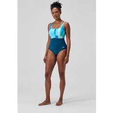 Green - Women Swimwear Speedo Women's Shaping Swimsuit - Blue/White