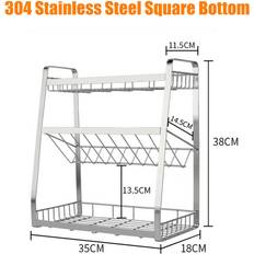Spice Racks Greenzech Stainless Steel Square Bottom 3 Layers Kitchen Spice Rack