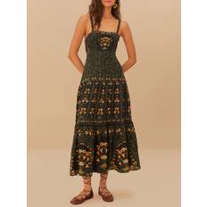 Farm Rio Flowers Arch Linen-Blend Maxi Dress - Black