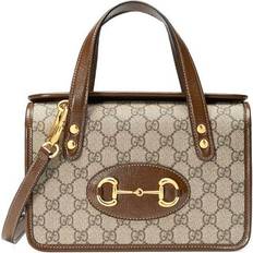 Gucci Taschen Gucci Canvas Horsebit 1955 Old Flower Logo Single-Shoulder Bag - Brown