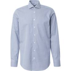 Fils Modern Fit Shirt Herr Långärmade Skjortor Dark Blue