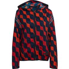 adidas Marimekko Run Icons 3-Stripes Hooded Running Windbreaker - Red Black