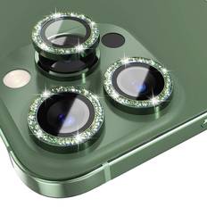 INCOVER iPhone 13 Pro Max Kameraskydd med Rhinsten Grön