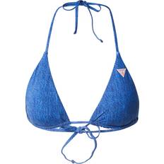 Guess Bikini Tops Guess Denim Print Triangle Bikini Top - Blue