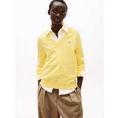 Tommy Hilfiger Gula Tröjor Tommy Hilfiger Fine Knit Jersey V-Neck Jumper - Citronella