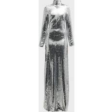 Simon Miller Sequin Sculpty High-Collar Maxi Dress - Satellite Silver