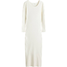 H&M Ribbstickad Klänning - Vit