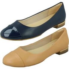 Velcro Ballerinas Clarks Ladies Flat Ballerina Shoes - Festival Gold