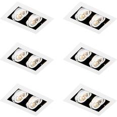 Belysning QAZQA Set Med 6 Moderna Infällda Spotlights Vita 2-Ljus Justerbara Spotlight