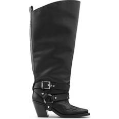 Ganni High Shaft Embroidered Western Boots - Black