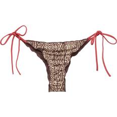 Pull&Bear Badetøj Pull&Bear Bikinitrusser Med Kontrasterende Kanter Og Bindebånd I Siderne I Leopardprint - Beige/Rkebrun