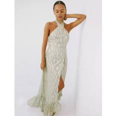 Dresses Never Fully Dressed Jacquard Maxi Dress - Green