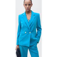 Blå - Dame Jakkesæt Mango Straightfit Suit Jacket - Medium Blue Blue