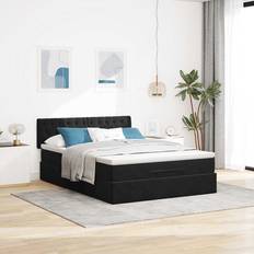 vidaXL Ottoman Bed Met Matras 140x200 cm Fluweel Zwart